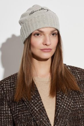 Maison Margiela Wool Beanie With Embroidered Logo, Unisex, Grey