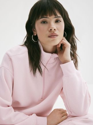 Twik Womens Boxy-fit zipped mock-neck sweatshirt
