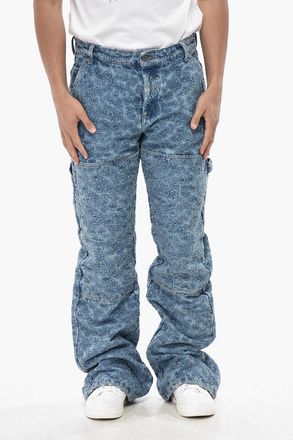 Off-white SEASONAL Embroidered Denim Regular-Fit Jeans FLOWERS 29cm Off-White