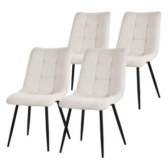 ML Design Ml-design - Juego De 4 Sillas De Comedor Color Beige Asiento Acolchado Para Cocina O Sal&oacute;n Con Funda De Tela Y Patas De Acero Negro Sill&oacute;n Tapizado Su