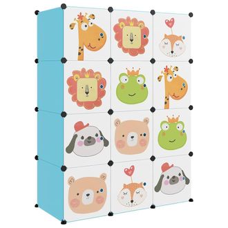 vidaXL Vidaxl - Estanter&iacute;a Infantil De Cubos Con 12 Compartimentos Azul Pp