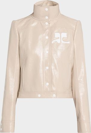 Courr&egrave;ges Textured Vinyl Crop Jacket