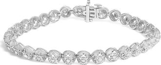 House of Brilliance Silver 1.0 Cttw Diamond Open Quatrefoil Flower Circle-Link Tennis Bracelet in White at Nordstrom