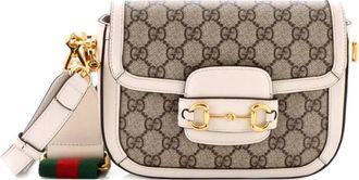 Gucci Horsebit 1955 mini-crossbodytas met GG gecoact canvas en leer - Beige