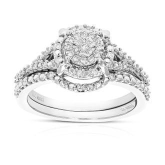 Vir Jewels 1/4 cttw Lab Grown Diamond Wedding Bridal Set in Sterling Silver For Women