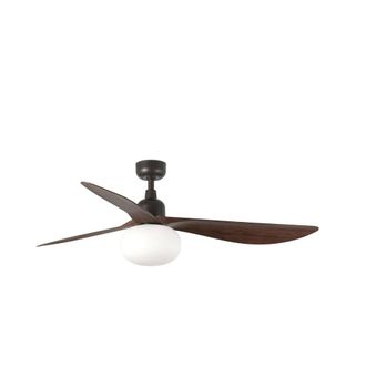 Netlighting Out Walnut Large 3 Blade Ceiling Fan Dark Brown with Light 1x E27 IP44