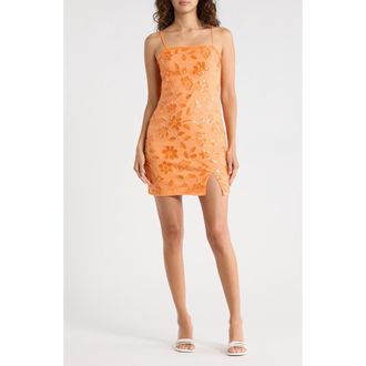 Madden Girl Floral Sequin Minidress in Orange at Nordstrom Rack, Size Large