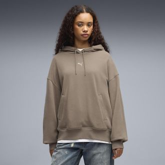 Puma Felpa con cappuccio oversize Essentials da donna, Abbigliamento, Beige, XL
