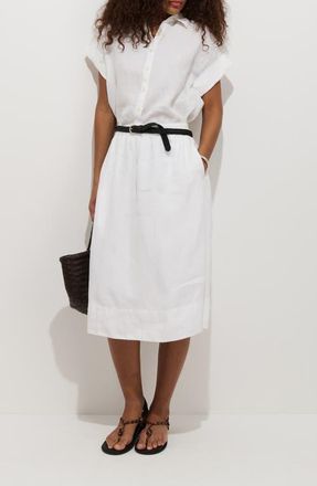 Alex Mill Maddie Linen Short Sleeve Button-Up Shirt in Ivory at Nordstrom, Size X-Large