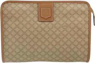 Celine Pre-owned Clutches, female, Beige, Size: ONE SIZE Pre-owned Vintage Canvas Clutch