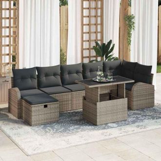 vidaXL Conjunto De Sof&aacute; De Jard&iacute;n Con Coj&iacute;n 8 Pcs Gris Polirat&aacute;n Vidaxl