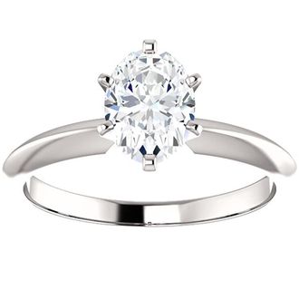 Pompeii3 1 Ct Oval Moissanite Solitaire Engagement Ring 14k White Gold