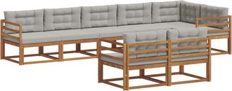 vidaXL Conjunto De Sof&aacute;s De Exterior 8 Uds. Natural Y Gris Claro Vidaxl