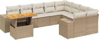 vidaXL Juego De Sof&aacute;s Jard&iacute;n Con Cojines Beige 10 Pzas Rat&aacute;n Sint&eacute;tico Vidaxl