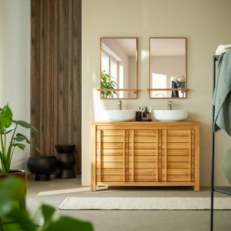 Tikamoon Mueble de lavabo de teca maciza 125 cm