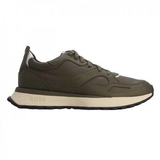 HUGO BOSS Heren Jonah Cow Leather Trainers (Groen)