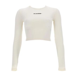 Jil Sander Cropped Long Sleeve T-Shirt - Dames - Tops - Wit - Maat: XS Polyamide