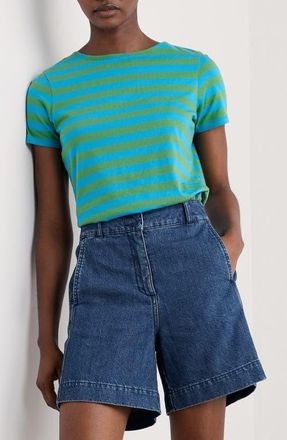 Seasalt Cornwall Sailor Stripe Organic Cotton T-Shirt in Scallion Hedgerow at Nordstrom, Size 6 Us