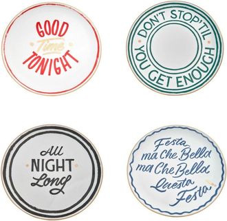 BITOSSI HOME Set of 4 Pcs. - Pizza Plate 32 cm - Good Time, Party, All Night, Dont Stop