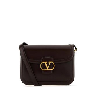 Valentino Garavani Dark Brown Leather 9to5 Shoulder Bag