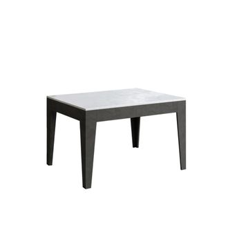 Itamoby Mesa extensible 90x120/180 cm efecto madera blanco y gris espatulado