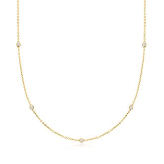 Ross-Simons Lab-Grown Diamond Station Necklace in 18kt Gold Over Sterling