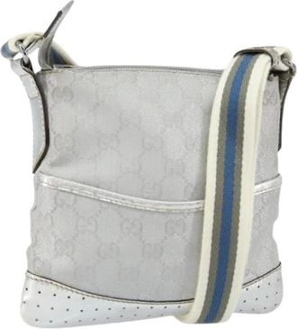 Gucci Pre-owned Cross Body Bags, female, Gray, Size: ONE SIZE Pre-owned Vintage Canvas Cross Body Bag