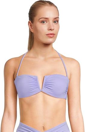 BECCA by Rebecca Virtue Color Code Brinley V Wire Bandeau Top Womens Swimwear Bellflower : D-Cup, Nylon/Spandex