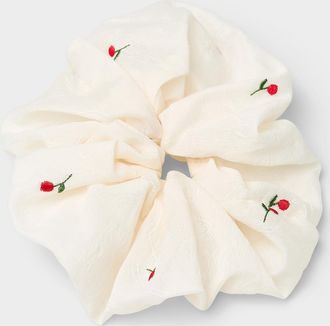 Simons Womens Embroidered-cherry large scrunchie