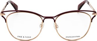 Rag & Bone Ladies Gold Tone Rectangular Eyeglass Frames RNB3019