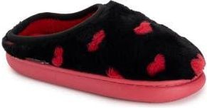Muk Luks Luan Faux Shearling Clog Slipper in Black W/red Hearts at Nordstrom Rack, Size Large