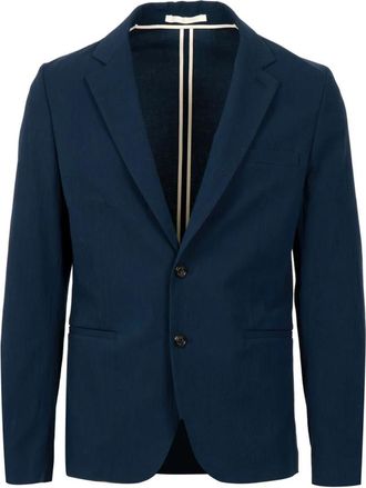 Paolo Pecora Single-breasted Blazer - Heren - Blazers - Blauw - 2XL - Katoen - Jassen
