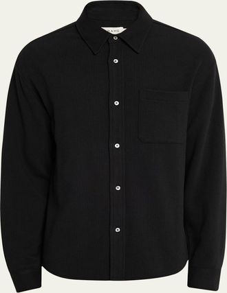 Frame Denim Mens Cotton Waffle Texture Button-Down Shirt