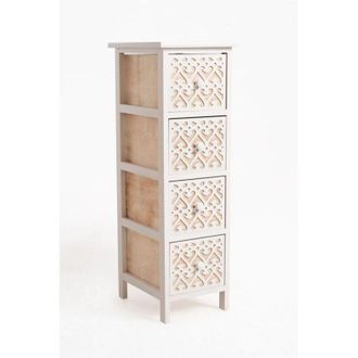 Regalos Miguel Muebles Auxiliares - Mueble Auxiliar Cloak Blanco Estrecho 4 Cajones