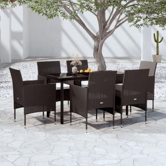 vidaXL Juego De Comedor De Jard&iacute;n 7 Piezas Con Cojines Negro Vidaxl