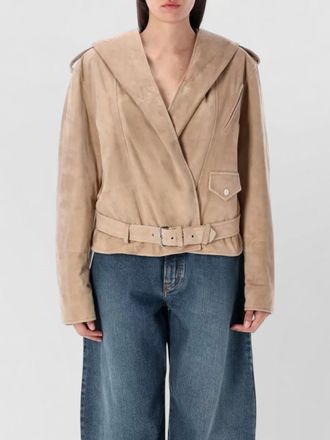 Alaia hooded biker jacket belted design