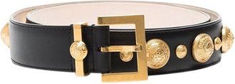 Balmain Black leather & gold-tone metal Coin belt 80