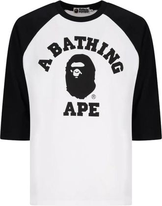 A Bathing Ape College Raglan Regular Fit LS - Heren - T-shirts - Wit - S - Tops