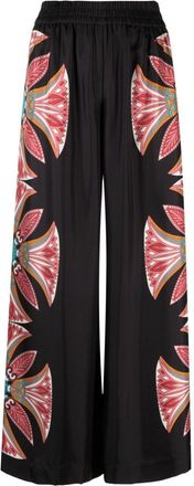 La DoubleJ lotus-print silk palazzo pants - women - Silk - L - Black