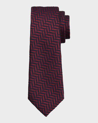 Giorgio Armani Men & apos;s Geometric Herringbone Tie