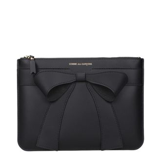 Comme Des Gar&ccedil;ons Black Leather Clutch Womens Bag