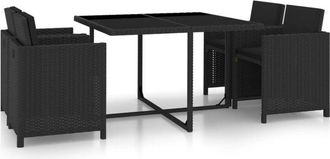 vidaXL Vidaxl - Set De Comedor De Jard&iacute;n 5 Pzas Y Cojines Rat&aacute;n Sint&eacute;tico Negro