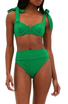 Beach Riot Highway High Waist French Terry Bikini Bottoms in Jelly Bean Green at Nordstrom Rack, Size Large
