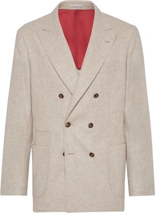 Brunello Cucinelli Blazer doppiopetto con applicazione - Toni neutri