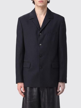 Dries Van Noten Blazer monopetto in cotone e lana con rever a lancia