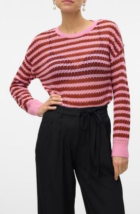 Vero Moda Spring Long Sleeve Crew Sweater in Fuschia Pink at Nordstrom Rack, Size Large
