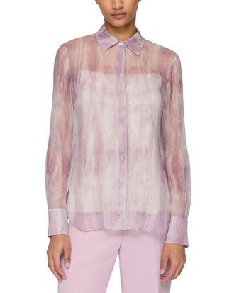 Lafayette 148 New York Petite Scottie Silk Blouse