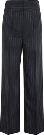 Erika Cavallini Semi Couture Pantaloni gessati con piega - Blu