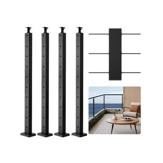 OEM Poste De Barandilla De Cable, 4 Pcs Postes De Barandilla 91,4 X 2,5 X 5 Cm Poste De Riel De Cable De Acero Inoxidable Sus304 Con Soporte Horizontal Y 