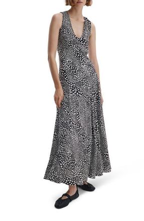 Rag & Bone Sinead Print Midi Dress in Black Lp at Nordstrom, Size 12